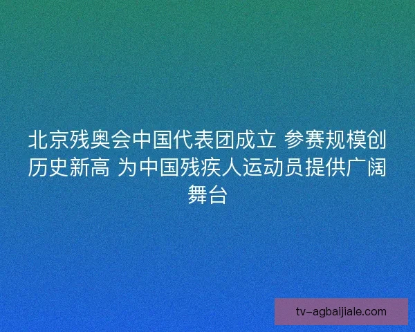 北京残奥会中国代表团成立 参赛规模创历史新高 为中国残疾人运动员提供广阔舞台